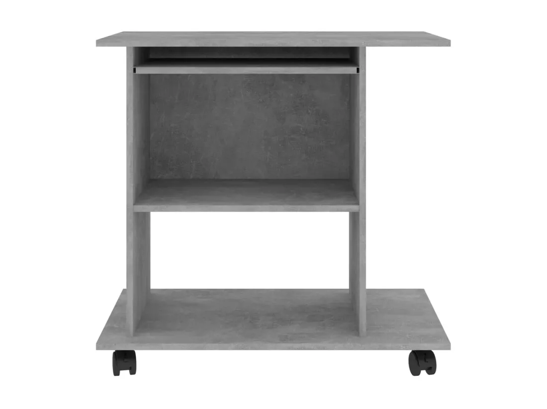 Bureau d'ordinateur Gris béton 80x50x75 cm Aggloméré