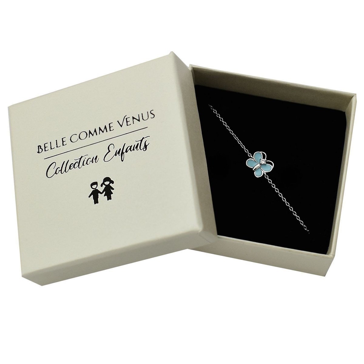 Bracelet papillon émail bleu turquoise et oxyde de zirconium Argent 925 Rhodié