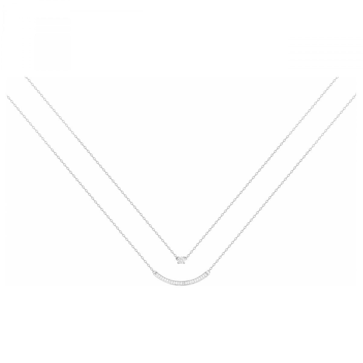 Collier multi-chaînes en Argent avec oxyde de zirconium blanc