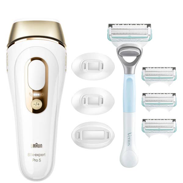 Braun IPL Silk-expert Pro 5, dauerhaft sichtbare Haarentfernung Weiß/Gold, PL5358; Neu für den Intimbereich