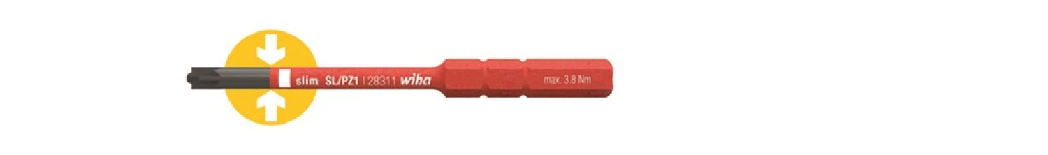Wiha 2831-14 SoftFinish electric slimBit voor plus-min klemschroeven (sleufkop/Pozidriv) - SL/PZ1 x 75 mm - 3,8 Nm