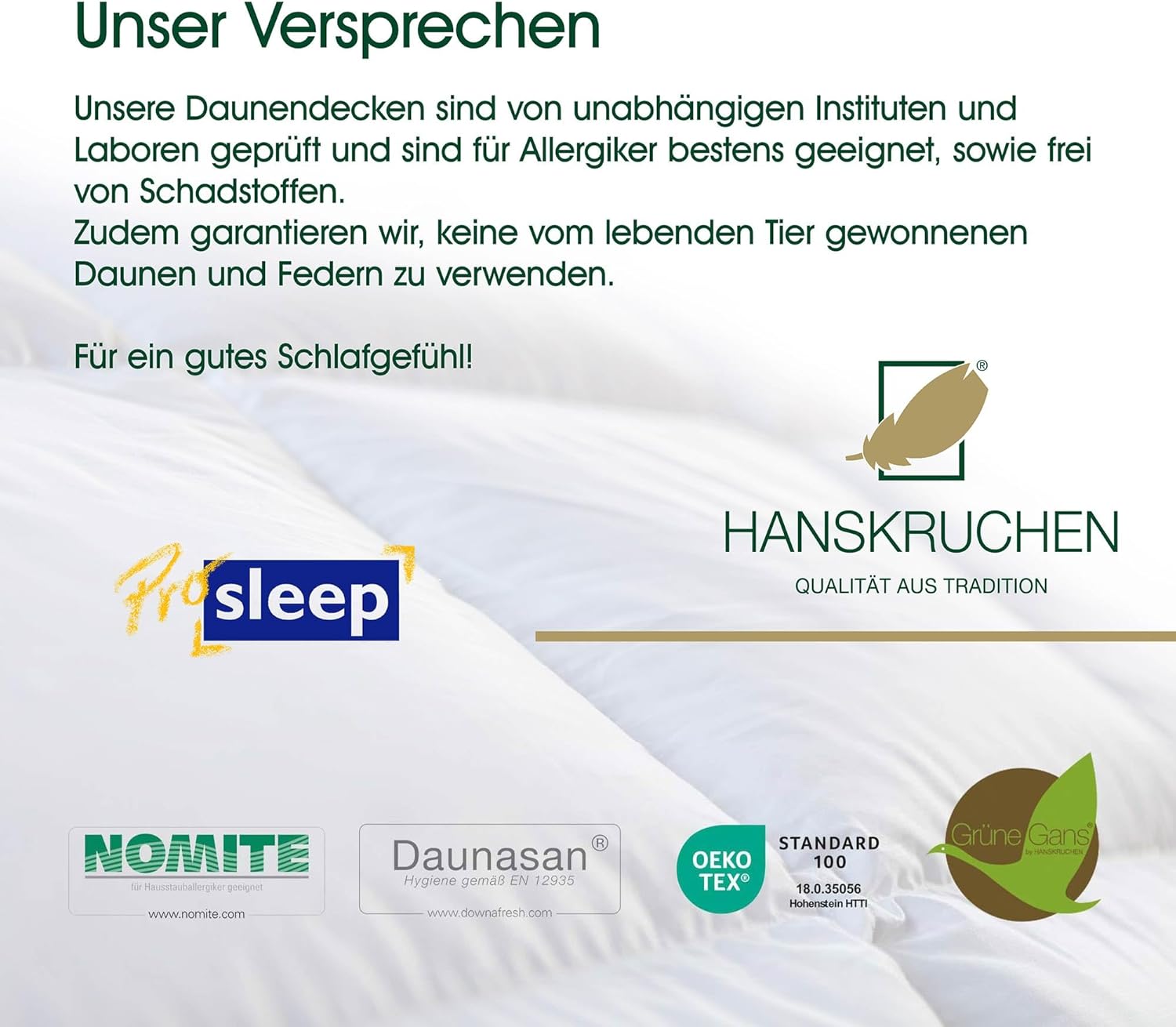 Pro Sleep Daunendecke 135x200 cm - Medium - Made in Germany Kassettendecke aus 100% Baumwolle - Allergiker geeignet