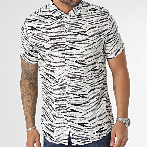 Chemise Manches Courtes Blanc Gris