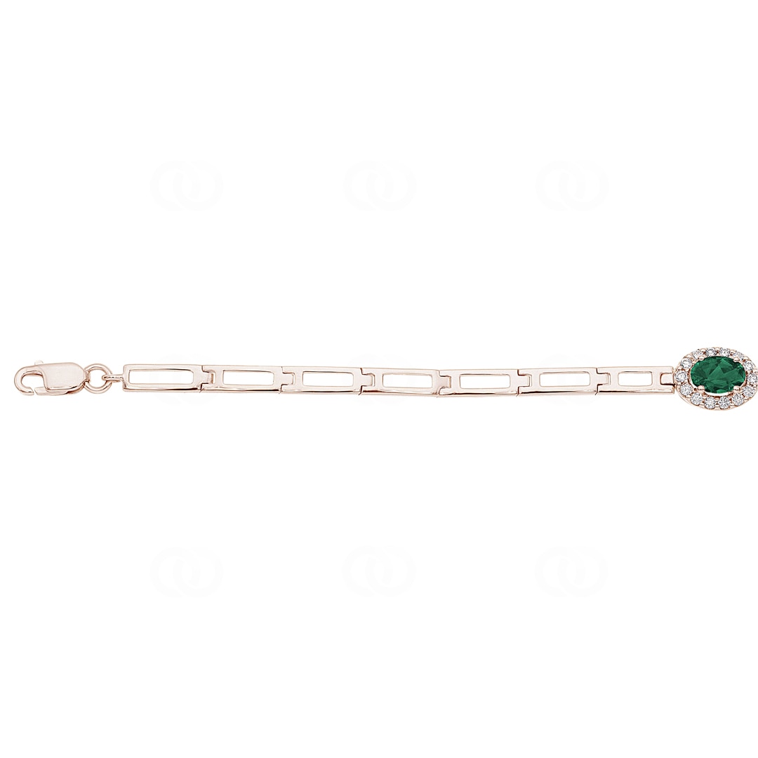 Smaragd Armband 750/18 K Roségold mit Diamanten 0.67 ct H/si