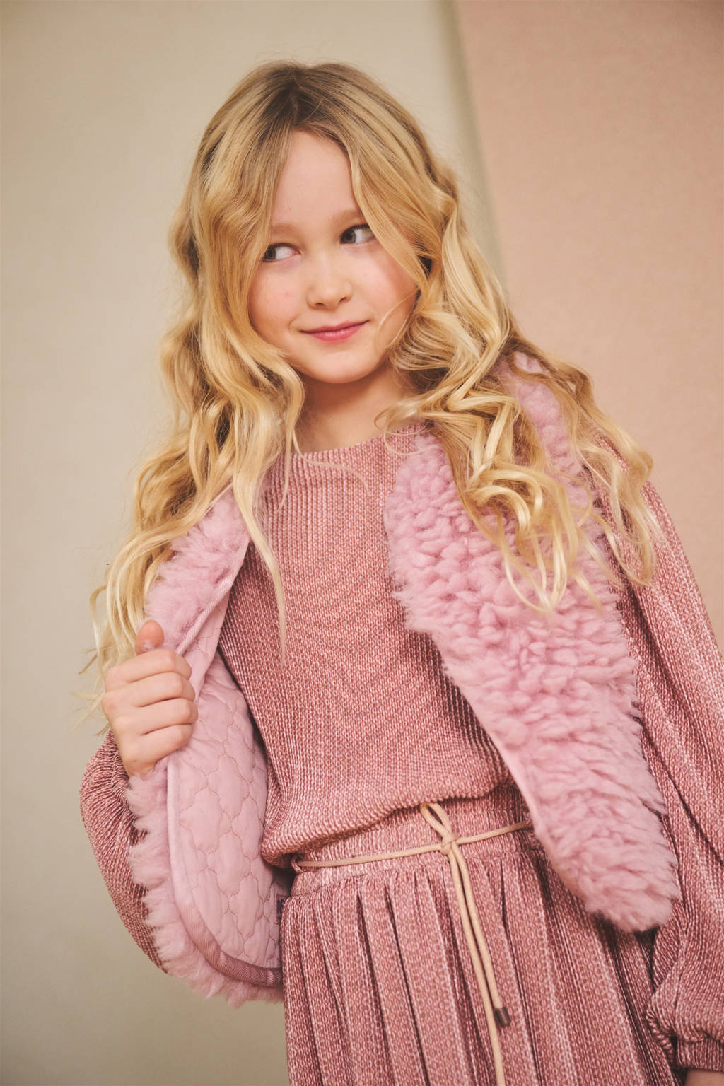 NONO reversible gilet Katya lichtroze/roze