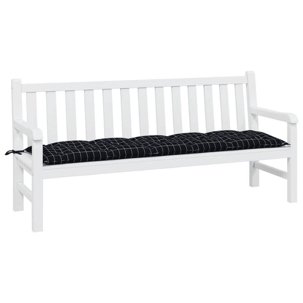 Coussin de banc de jardin carreaux noir 180x50x7cm tissu oxford