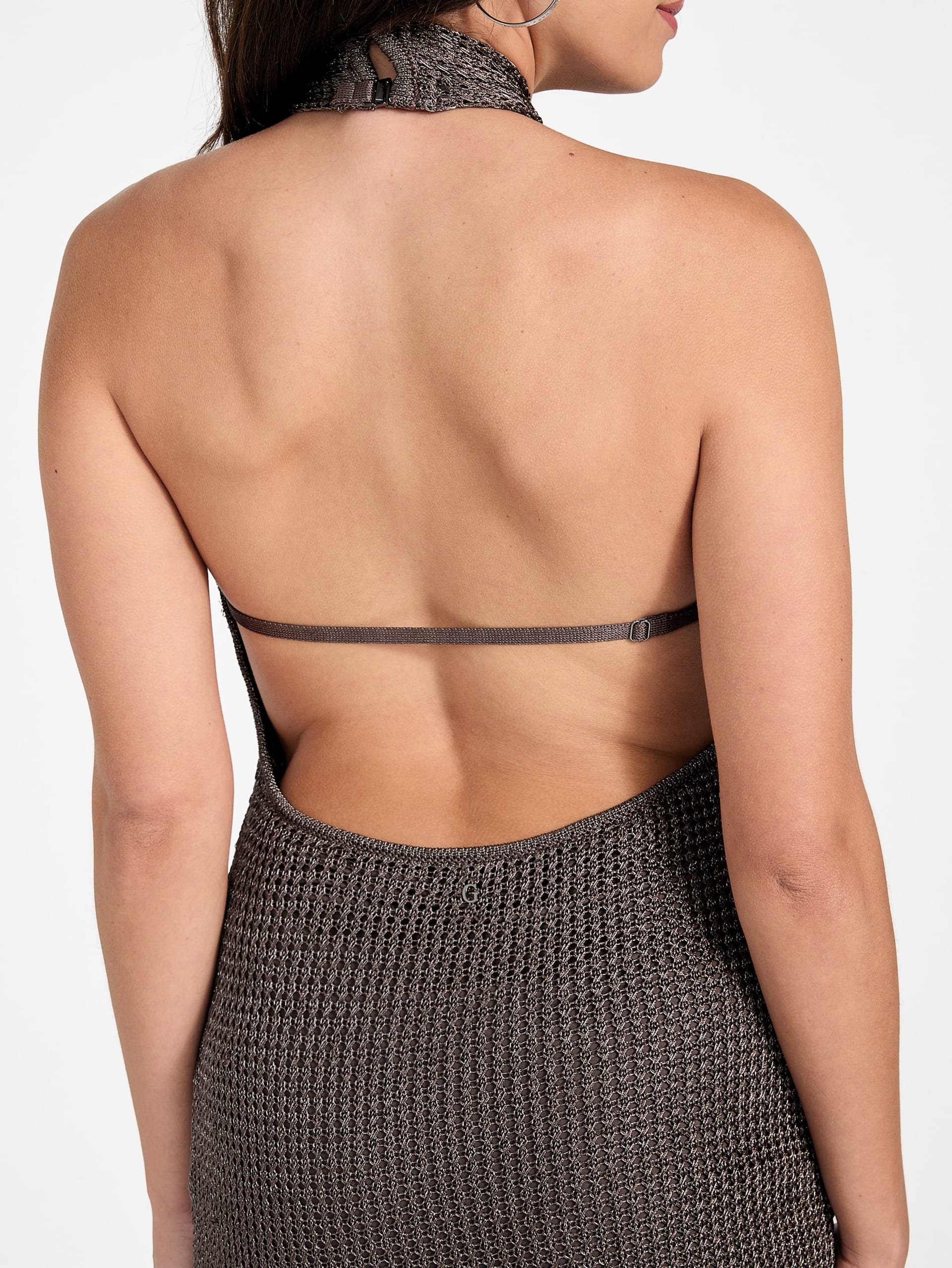 Vestido de malha Minka com detalhe em lurex e abertura em forma de fechadura