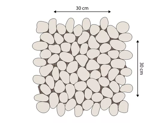Mosaïque sol et mur galets naturels crème - pack de 1m² (dalles de 30x30 cm) - OLA