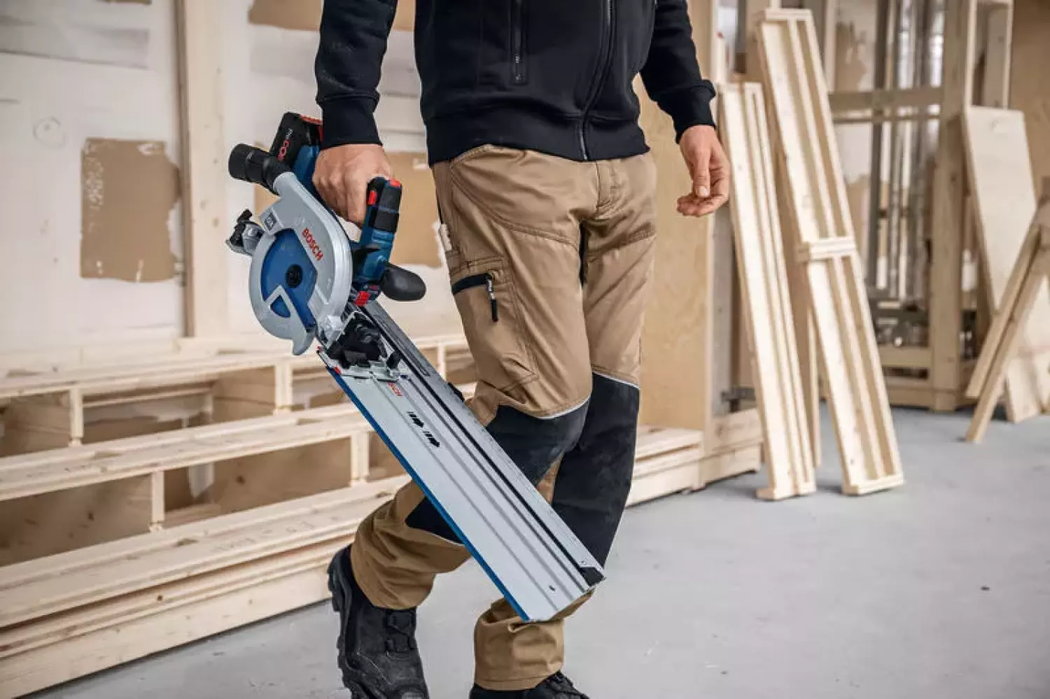 Bosch GKS 18V-57-2 GX 18V accu Afkortzaag voor geleiderail body in L-boxx - 165 mm