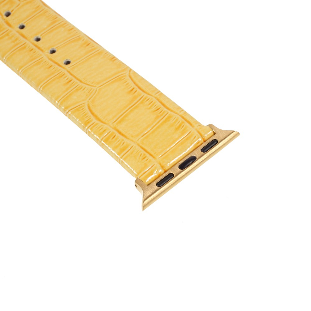 Apple Watch (49/46/45/44 mm) Ersatz Echtleder Armband im Kroko Look (Gelenkumfang: 180-230mm) - Gelb