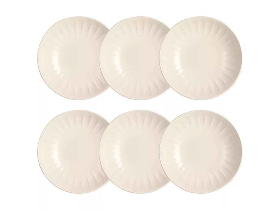 Novastyl - Lot 6 Assiettes Creuses Bistrot 22cm En Faience Creme