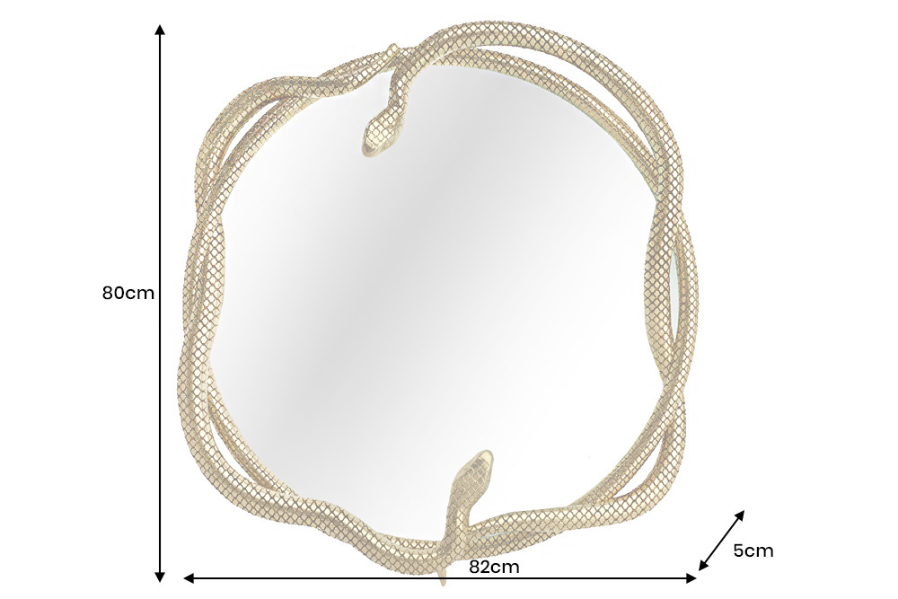 Dekorativer Spiegel SNAKE XL 85cm gold Metall Schlangen-Skulptur