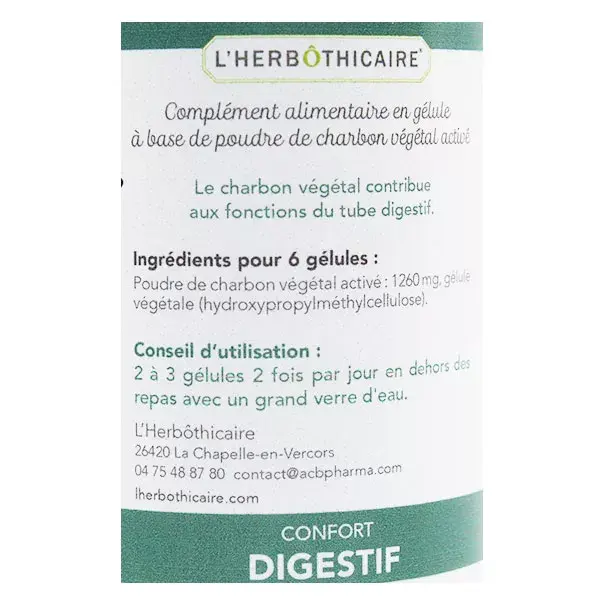 Carvão Ativado L'Herbôthicaire 60 cápsulas
