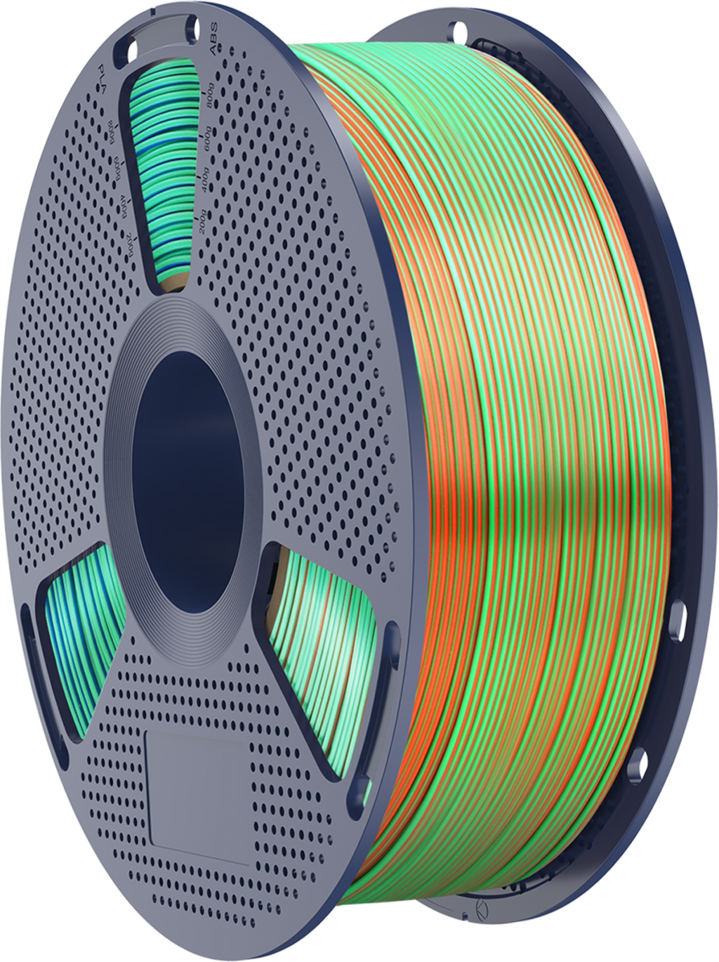 SUNLU  Silk PLA+ Tri-Color Orange Blue Green, 1,75 mm / 1000 g    Dreifärbiges PLA Material mit glänzendem Finish