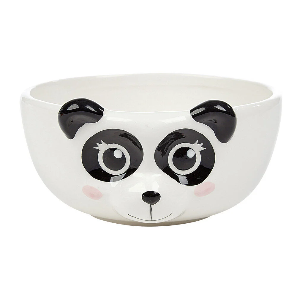 Bol forme tête de panda en faïence noir et blanc