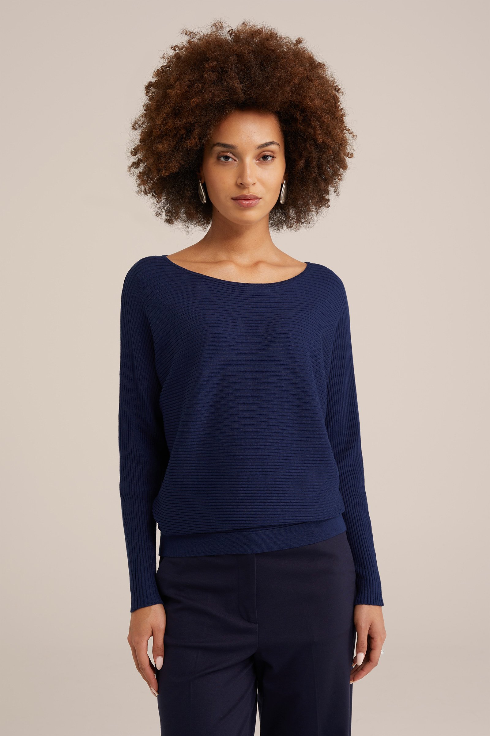 geribde trui WE Fashion Marineblauw