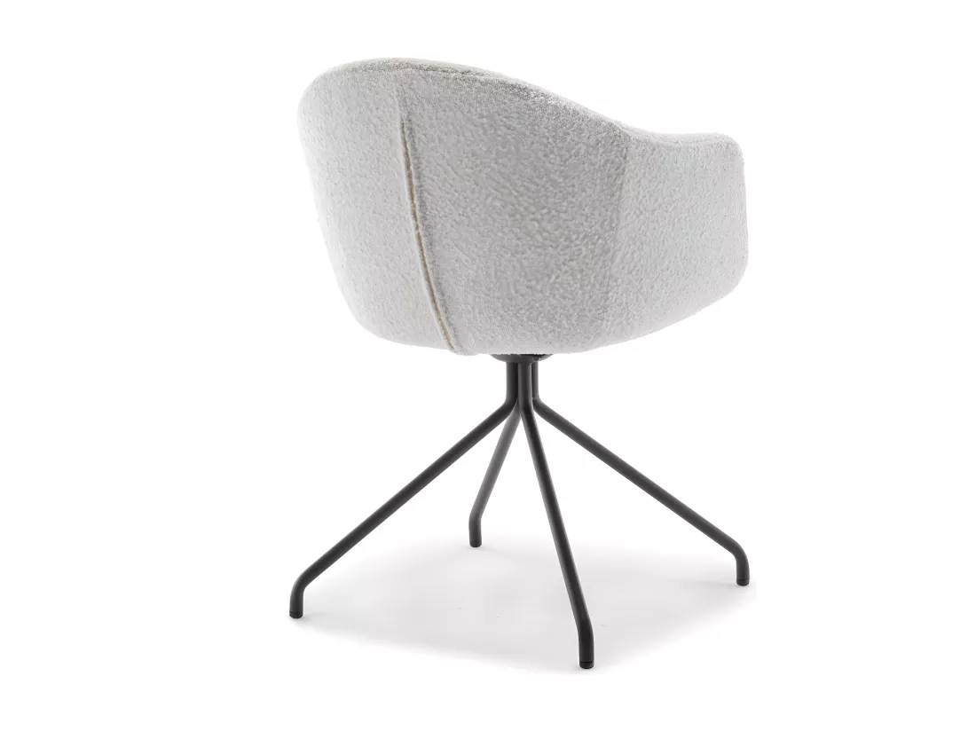 Kooij - Chaise de bureau en tissu bouclette et métal - Écru