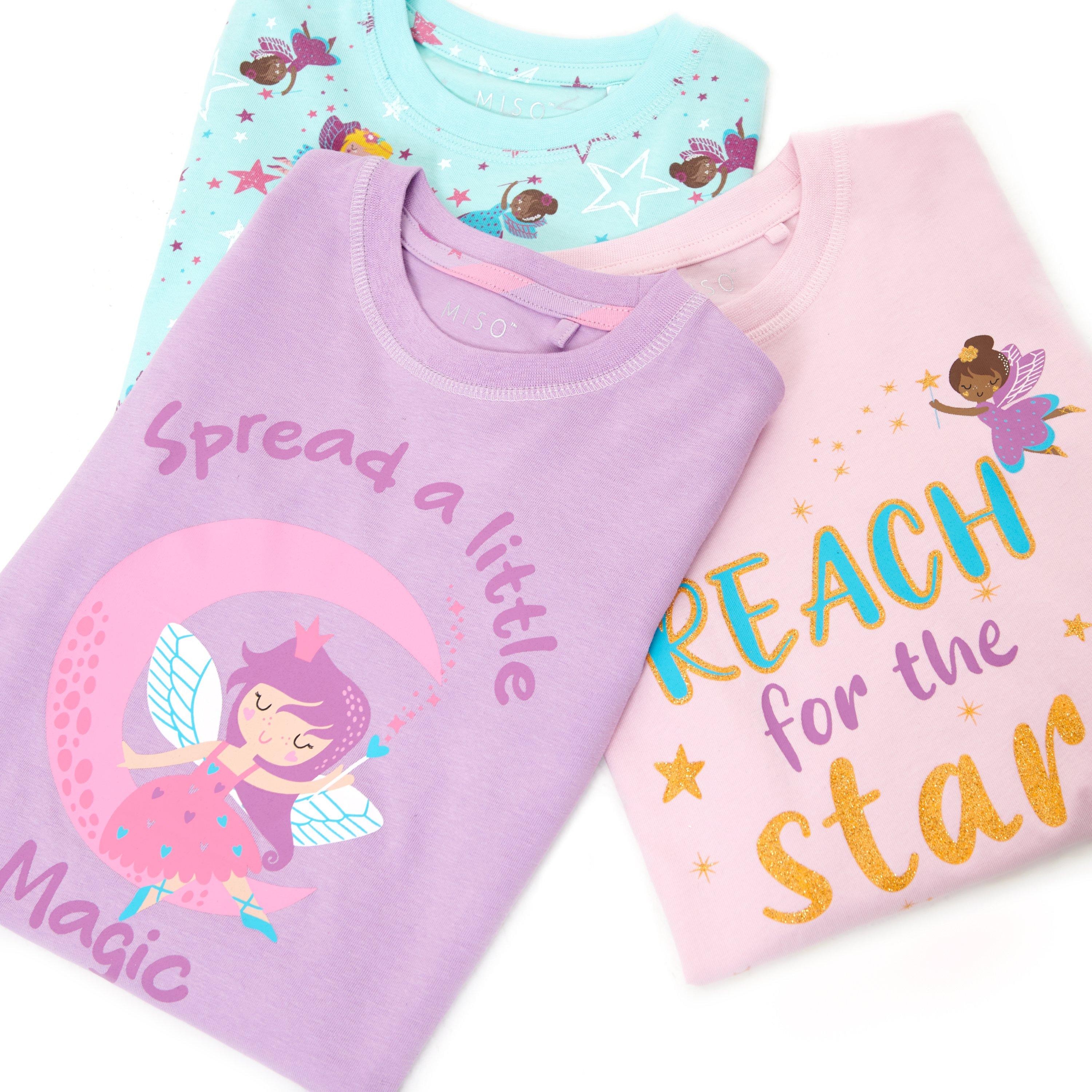 Miso Kids Girls 3 Pack Fairy Pyjama Set