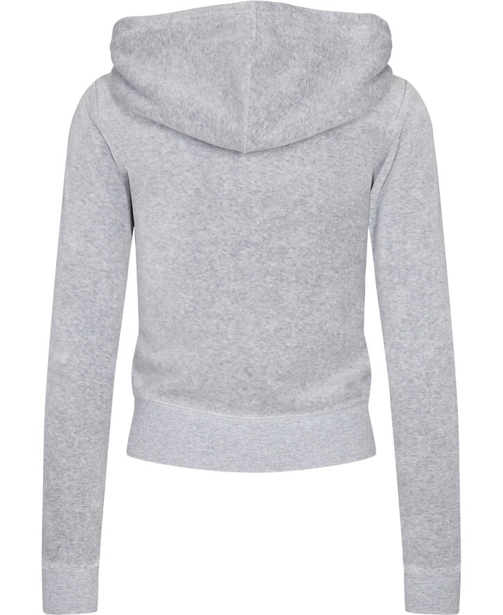 Juicy Couture Robertson Classic Velour Zip Trough Hoodie Silver marl