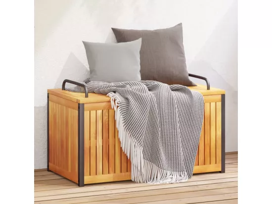 Boîte à coussins d'extérieur bois d'acacia solide et acier