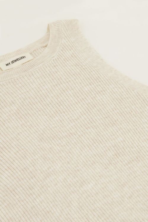 Beige tanktop met rib