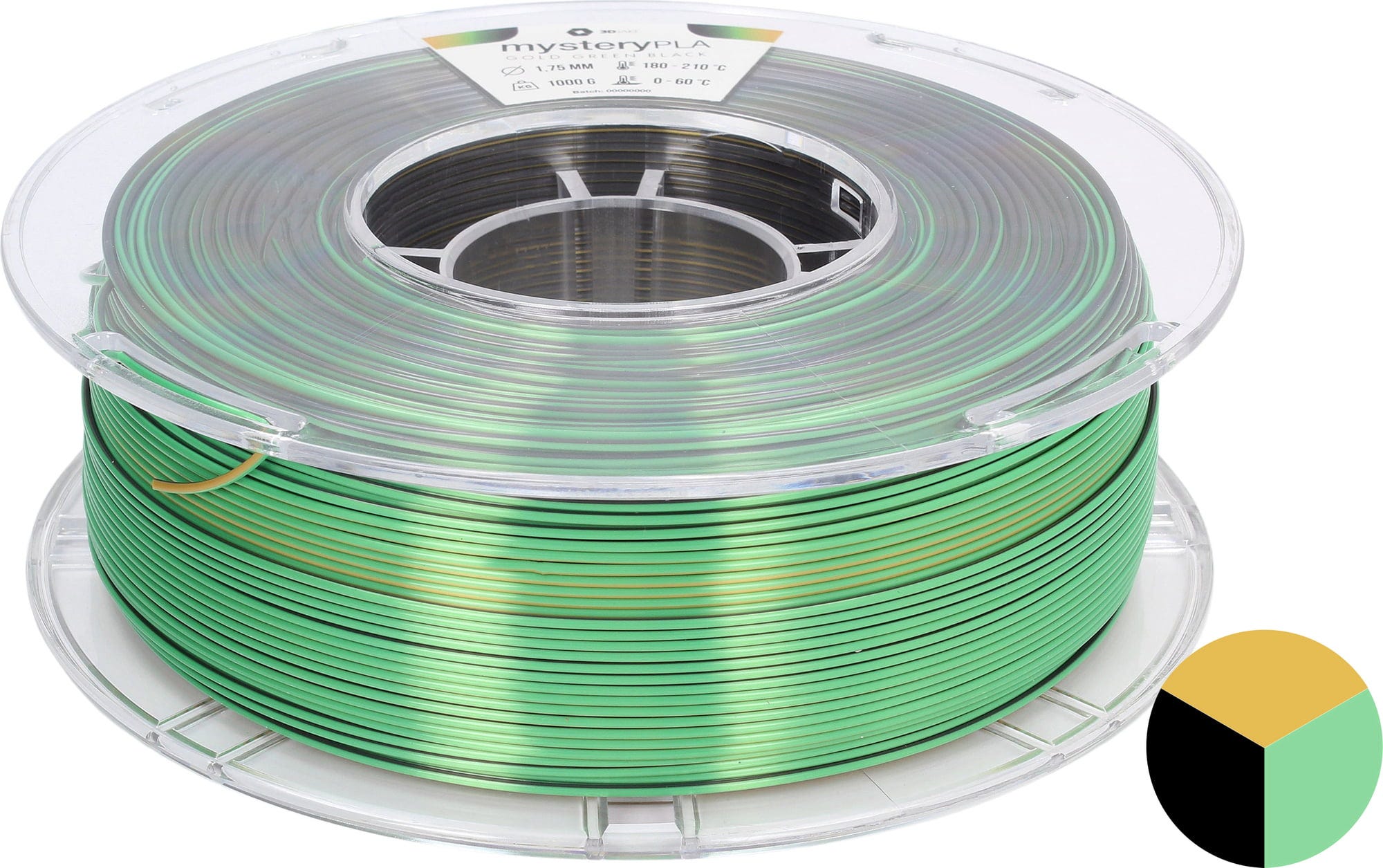 3DJAKE  mysteryPLA Northern Lights, 1,75 mm / 1000 g    Dreifarbiges PLA-Filament für bunte Farbkreationen in Northern Lights
