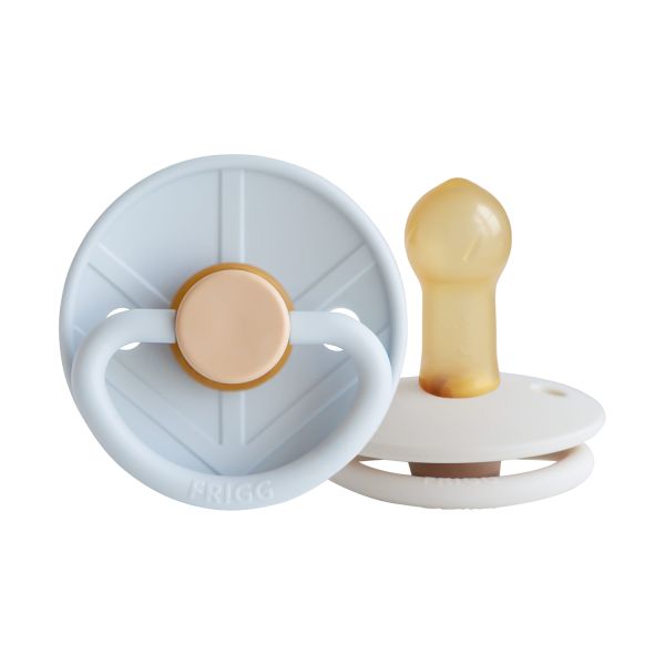 FRIGG Little Viking Fopspeen - Rond - 2 Stuks - 6-18 Mnd - Powder Blue/Cream