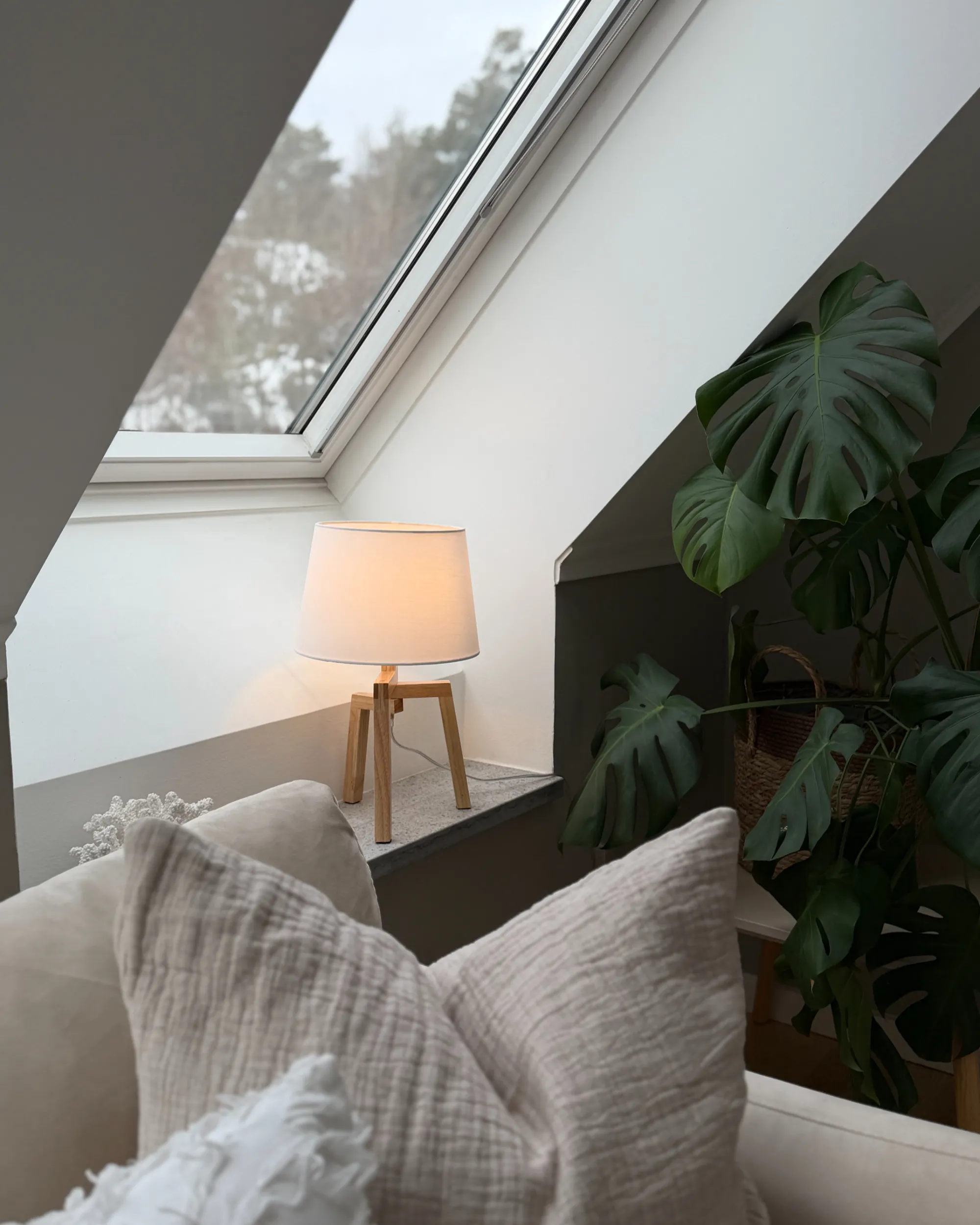 Tafellamp NALON Eikenhout Bruin/wit