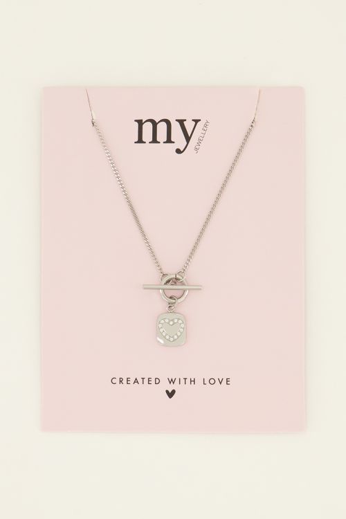 Sunchasers ketting met slotje & hart strass bedel