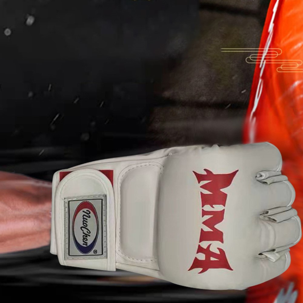 (1 Paar) Unisex Leder Box Handschuhe Trainingshandschuhe für Kampfsport / MMA / Muay Thai / Kickboxen - Schwarz