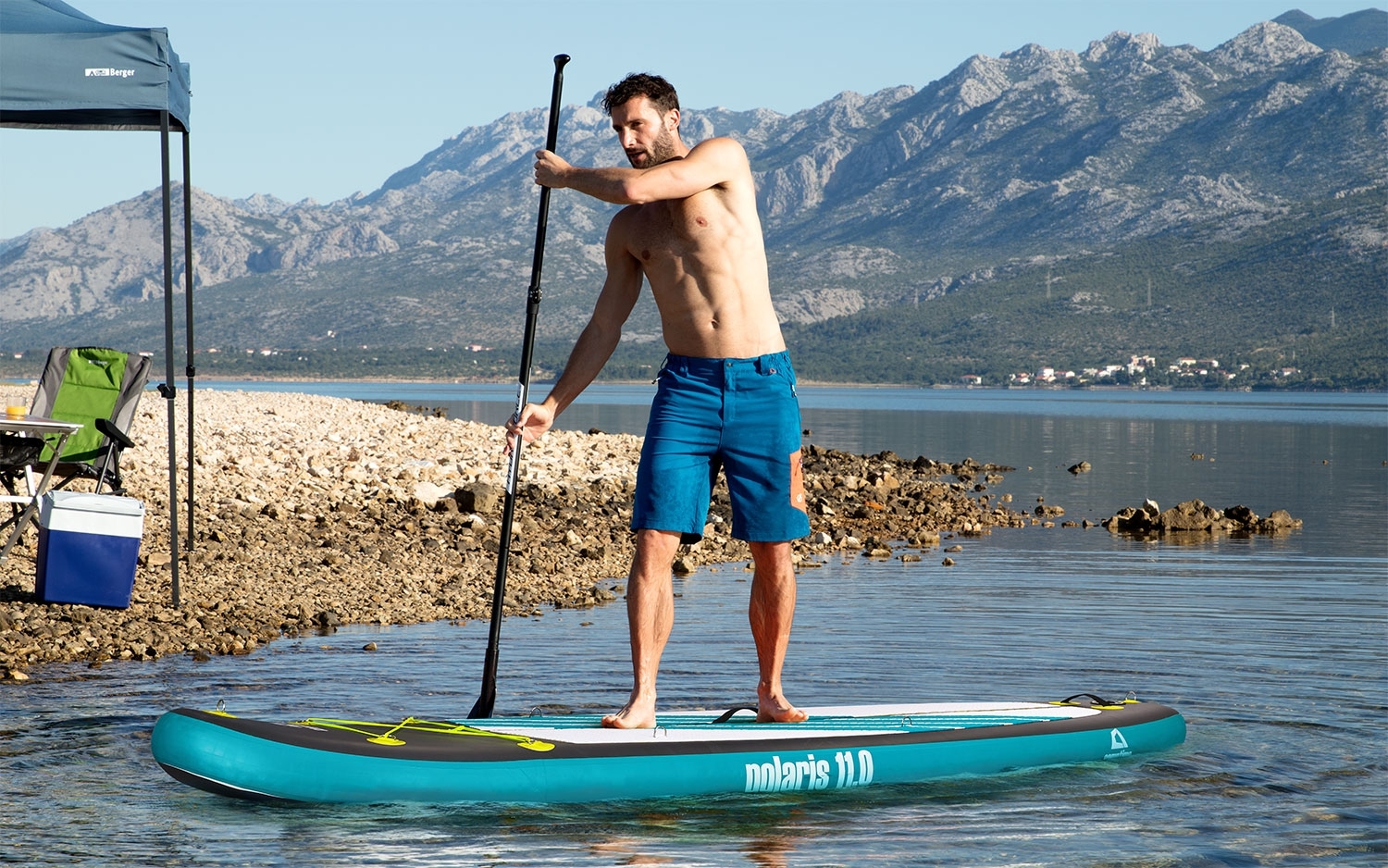 Camptime Polaris 11.0 SUP Set aufblasbares Stand Up Paddling-Board inkl. Paddel und Luftpumpe