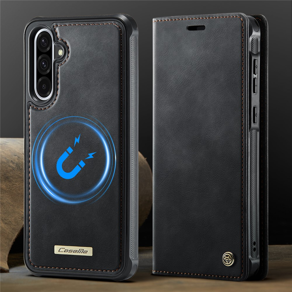Samsung Galaxy A56 2in1 Leder Tasche   Magnet Hardcase Karten Etui MagSafe-Modul (RFID Schutz) - Schwarz