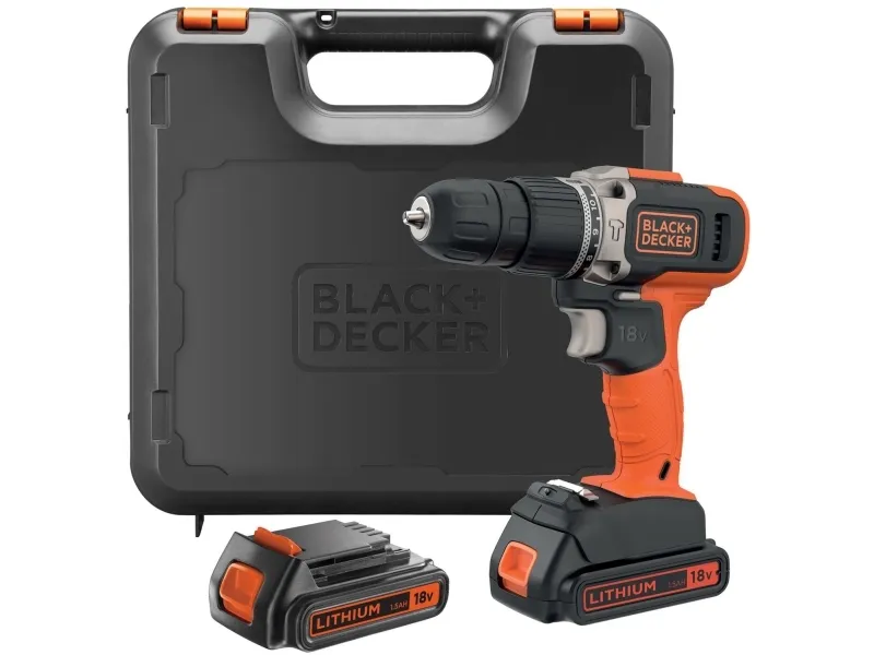 BLACK DECKER BCD003C2K - Hammerbor - ledningfri - 2-hastigheders 10 mm - 45 N·m - 2 batterier - 18 V