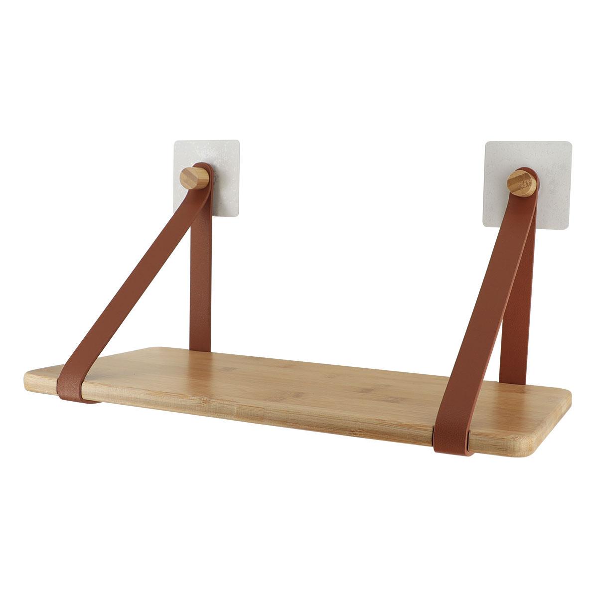 ETAGERE BAMBOU AVEC LANIERES A FIXER CARAMEL BAMBOU