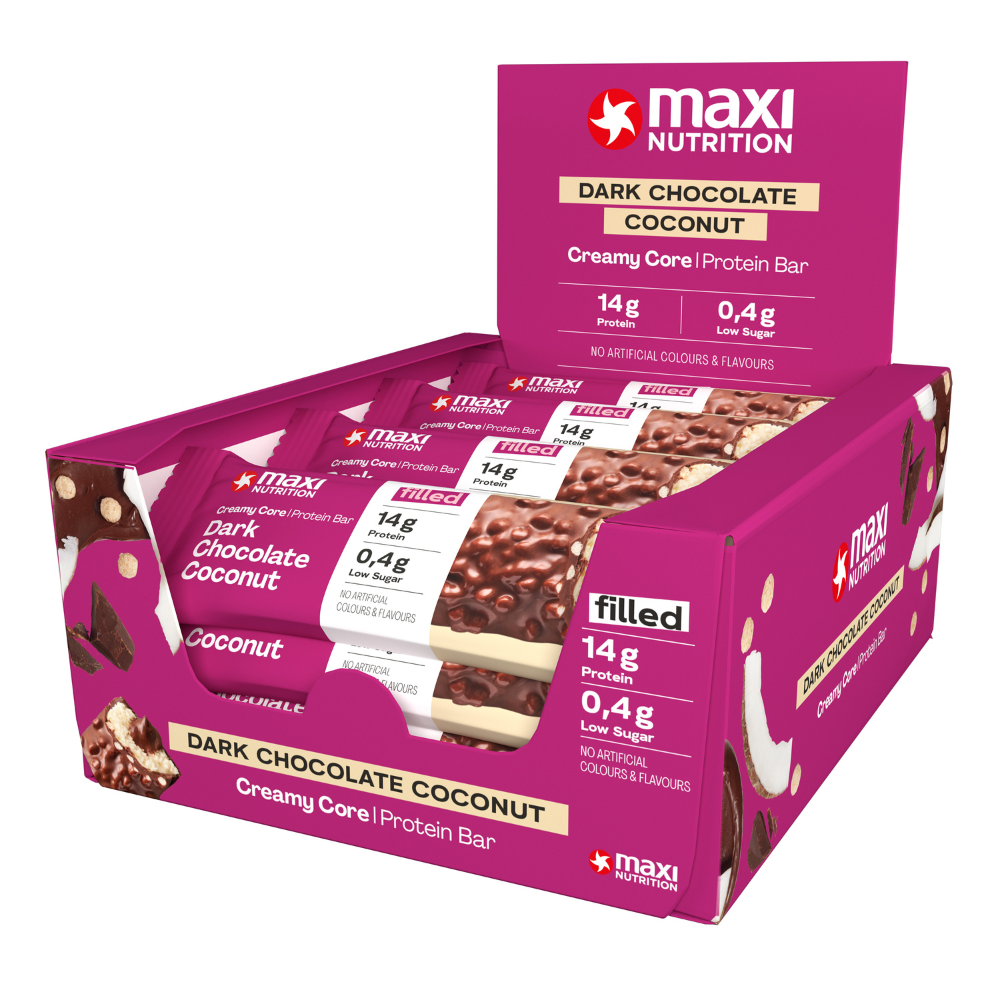 12x Maxi Nutrition Creamy Core Protein Bar Dark Chocolate Coconut (45 gr)