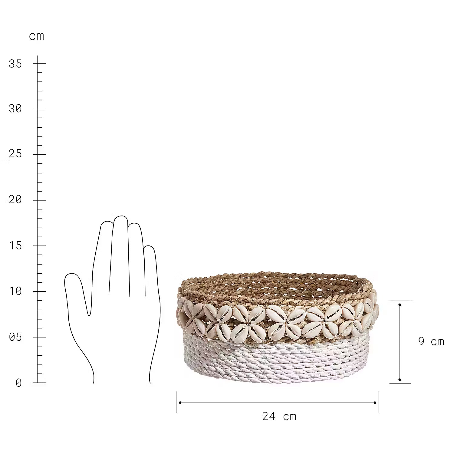 SEASHELL Korbschale mit Muscheln
