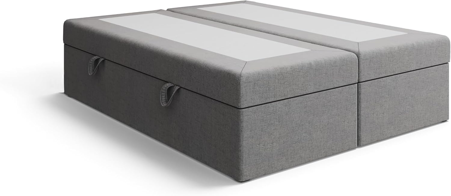 EWORA2 Boxspringbett mit Bettkasten (Stauraum) ohne Kopfteil, Komfortbett mit Bonellfederkern, Verschiedene Größen, Komforthöhe, gepolstertes Bett (190x200)