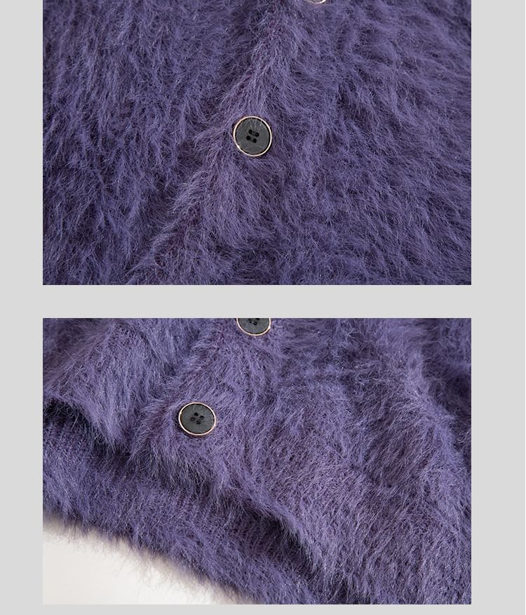 Yelmenor - V-hals, knoopsluiting, pluizig, oversized vest