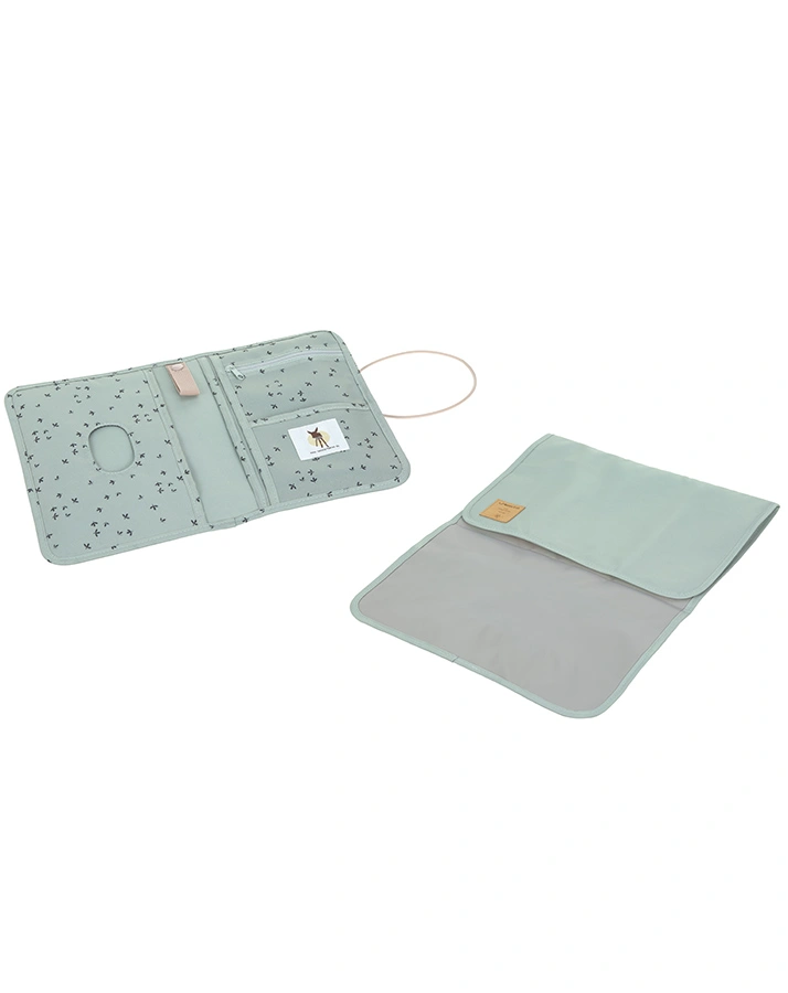 Windeltasche FLORAL MINT mit Wickelunterlage in mint