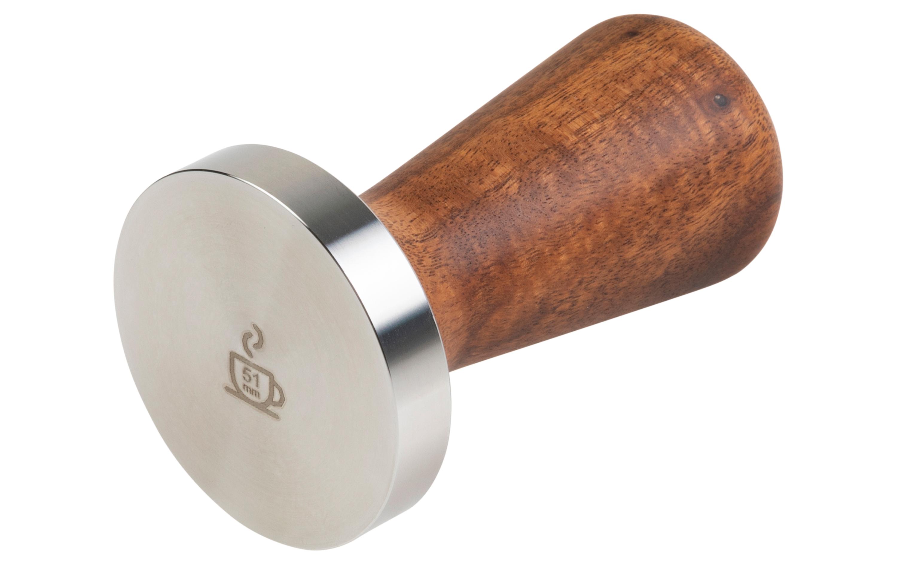 Tamper Akazie, 51 mmKaffee-Tamper zum Verdichten des Kaffeepulvers im Sieb