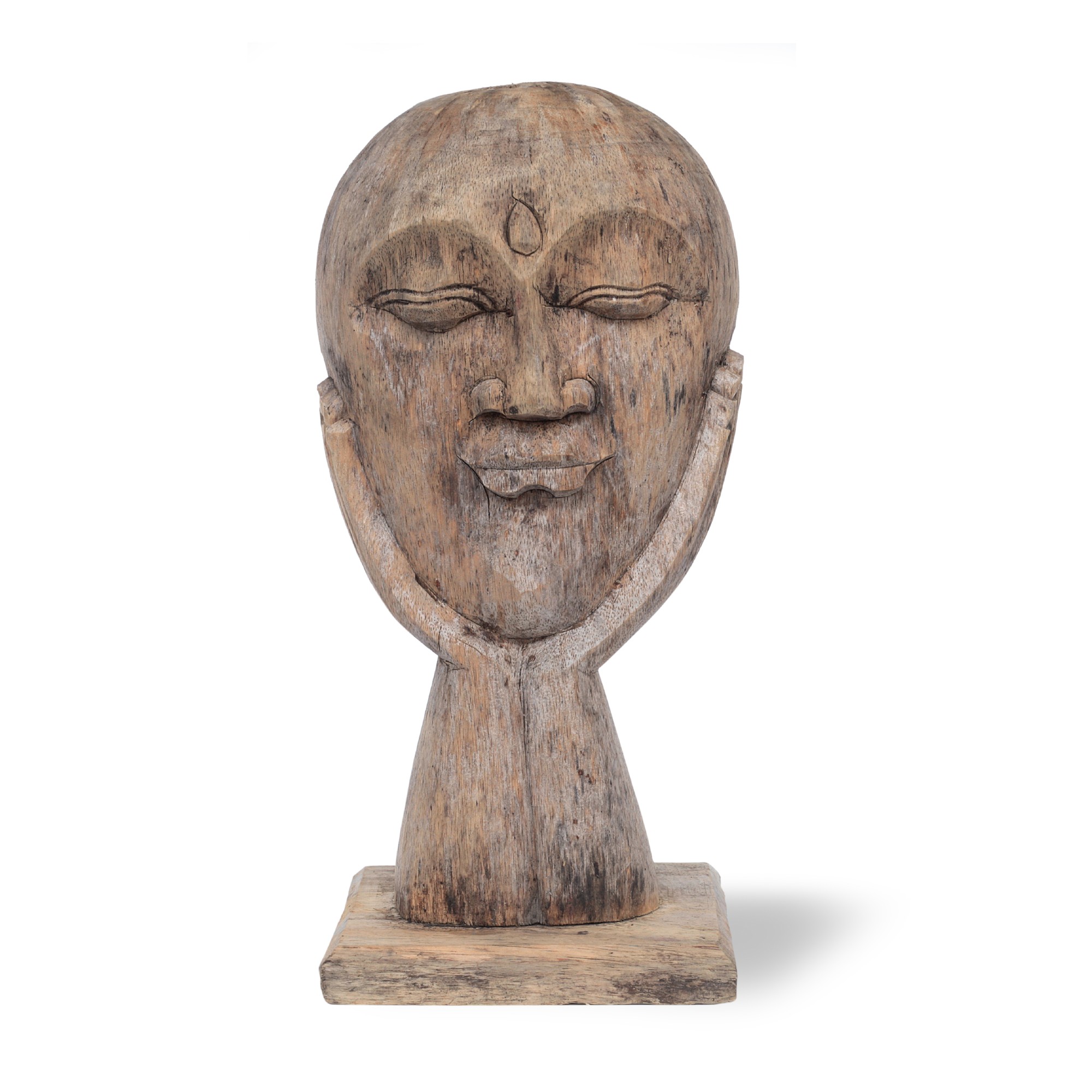 Holz-Skulptur 'Denker', natur, H 38 cm, B 18 cm, L 18 cm von fischer's lagerhaus