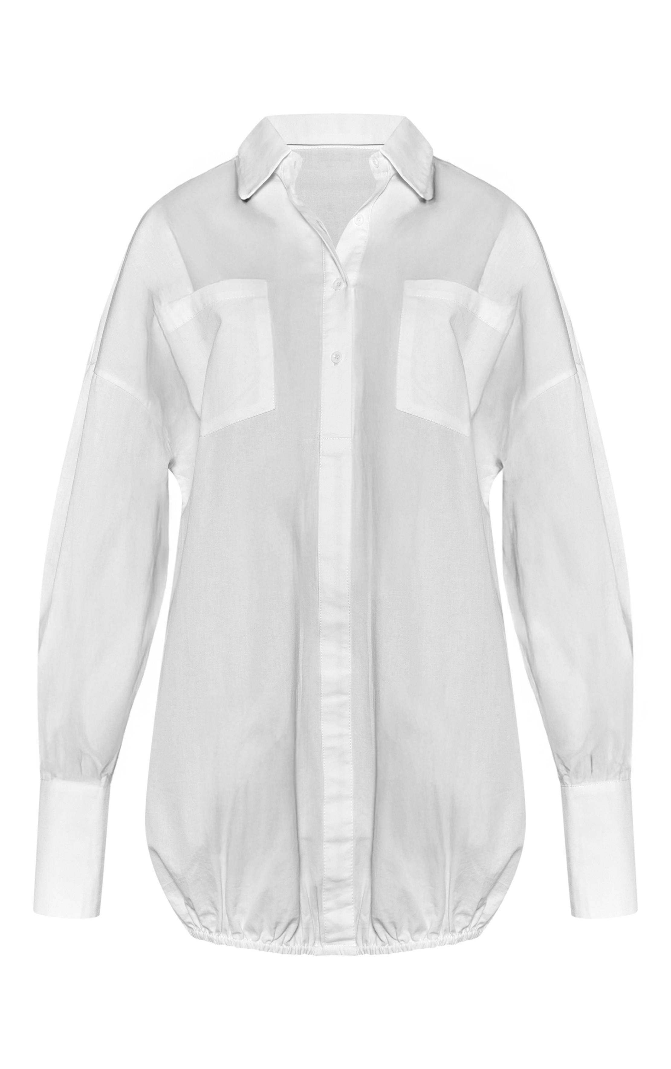 Blanc Robe Bouffante En Popeline De Coton À Manches Longues