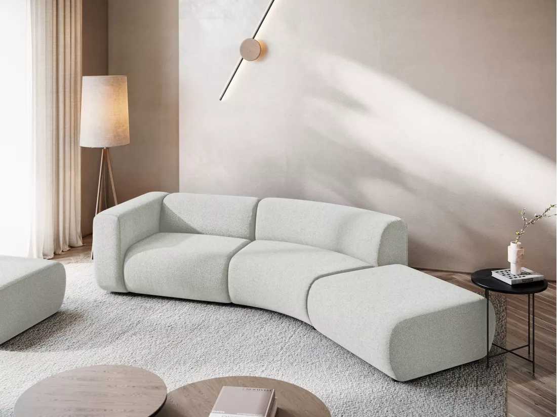 Canapé modulable 4 places droit en tissu texturé - beige - EKAHI