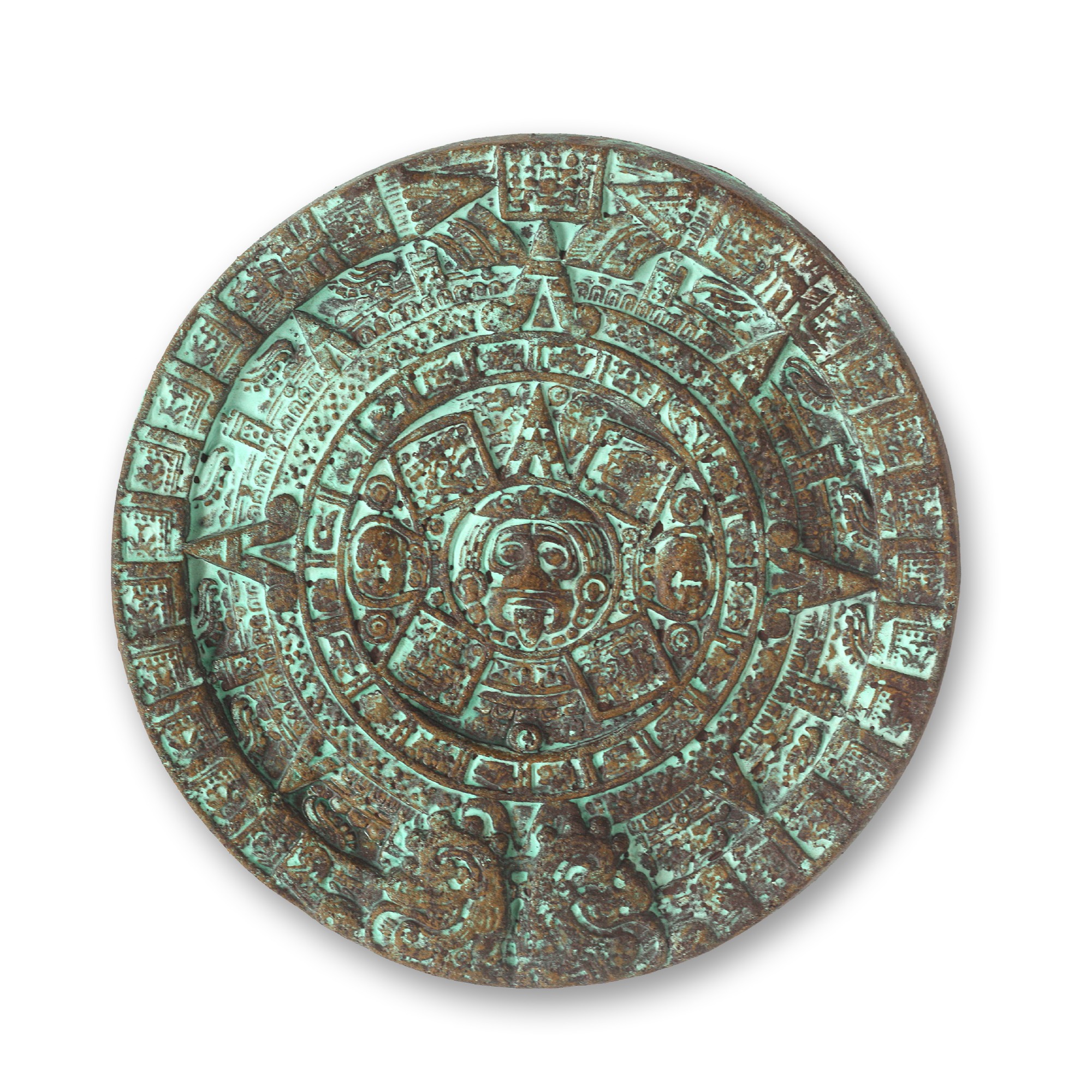 Wandteller 'Aztekenkalender', grün, Ø 32 cm, H 3 cm von fischer's lagerhaus
