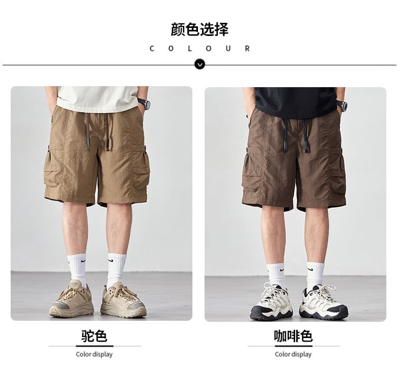 Nataro - Mid Rise Plain Cargo Shorts
