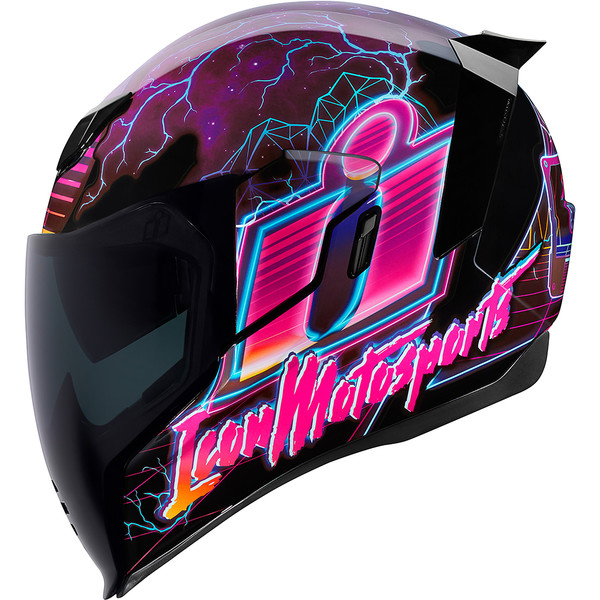 Icon - Casque Airflite Synthwave - Fluorescent Rose / Bleu / Noir