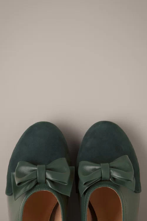 Lola Ramona ♥ Topvintage Ava Vivid Memory pumps in donkergroen