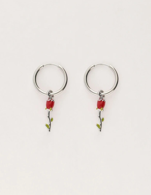 My Jewellery Vintage oorringen met rode roos MJ11624