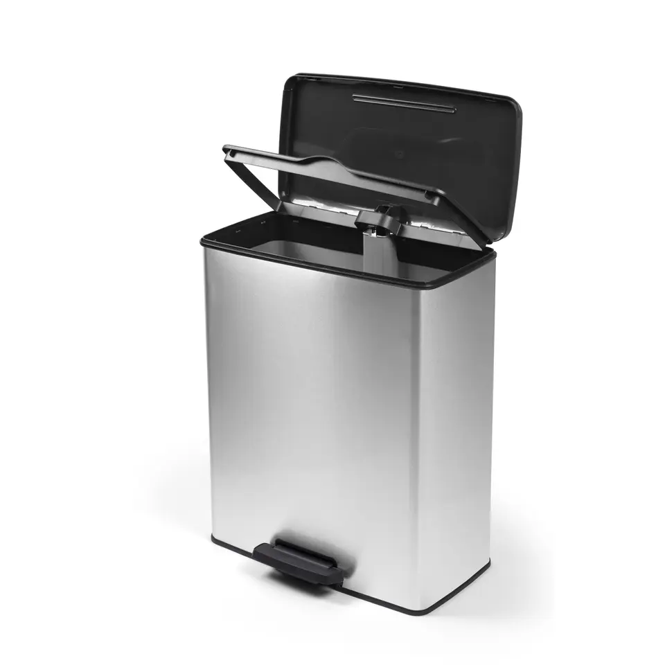 Curver Decobin Prullenbak - 65L - Rechthoekig - Zilver metallic