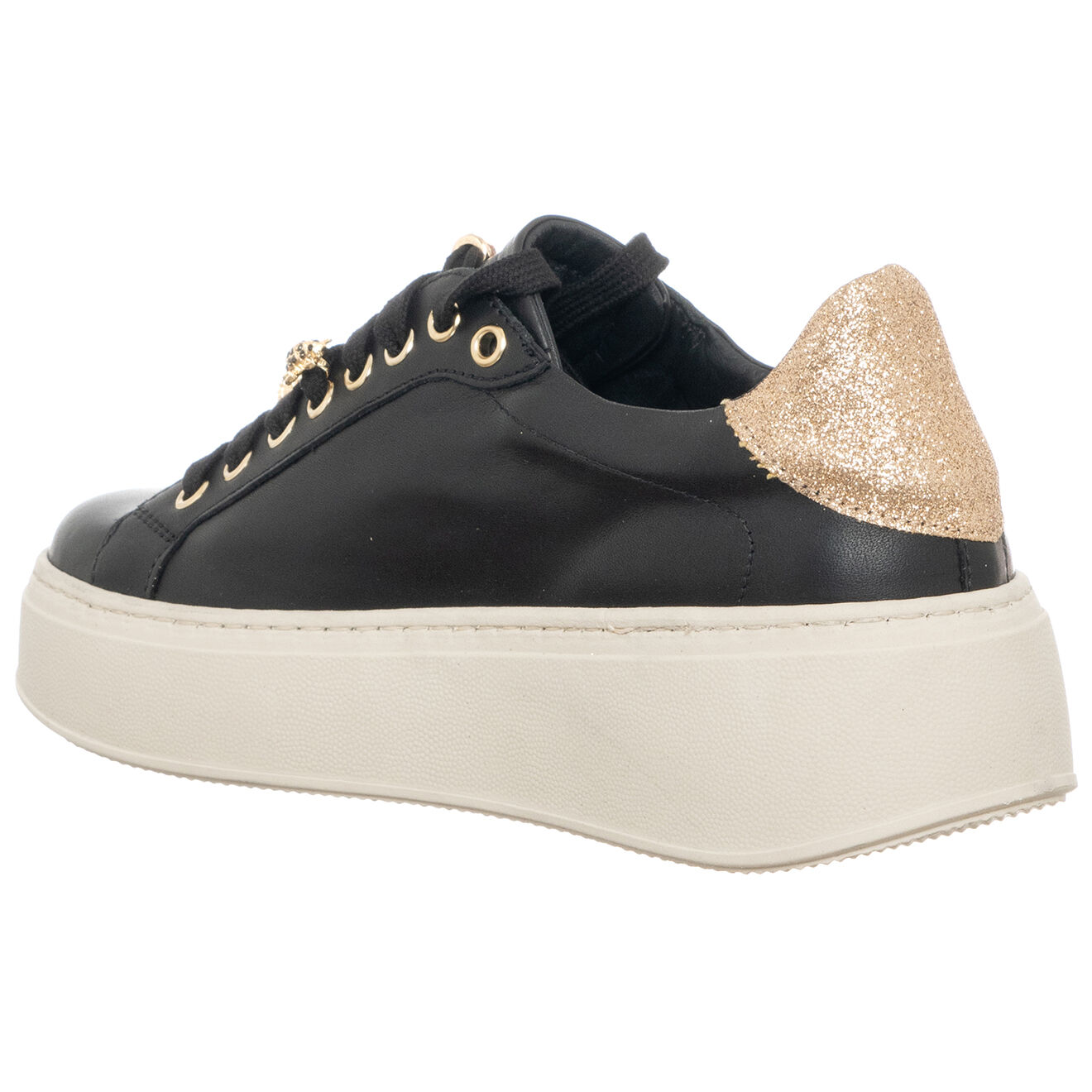 Loretta Pettinari Sneakers en Cuir Pace noir/blanc/platine